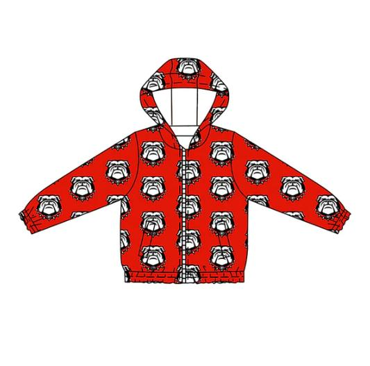 Custom moq 5 each style eta 6-7weeks baby girl clothes team red hooded long sleeve top-25.7.15