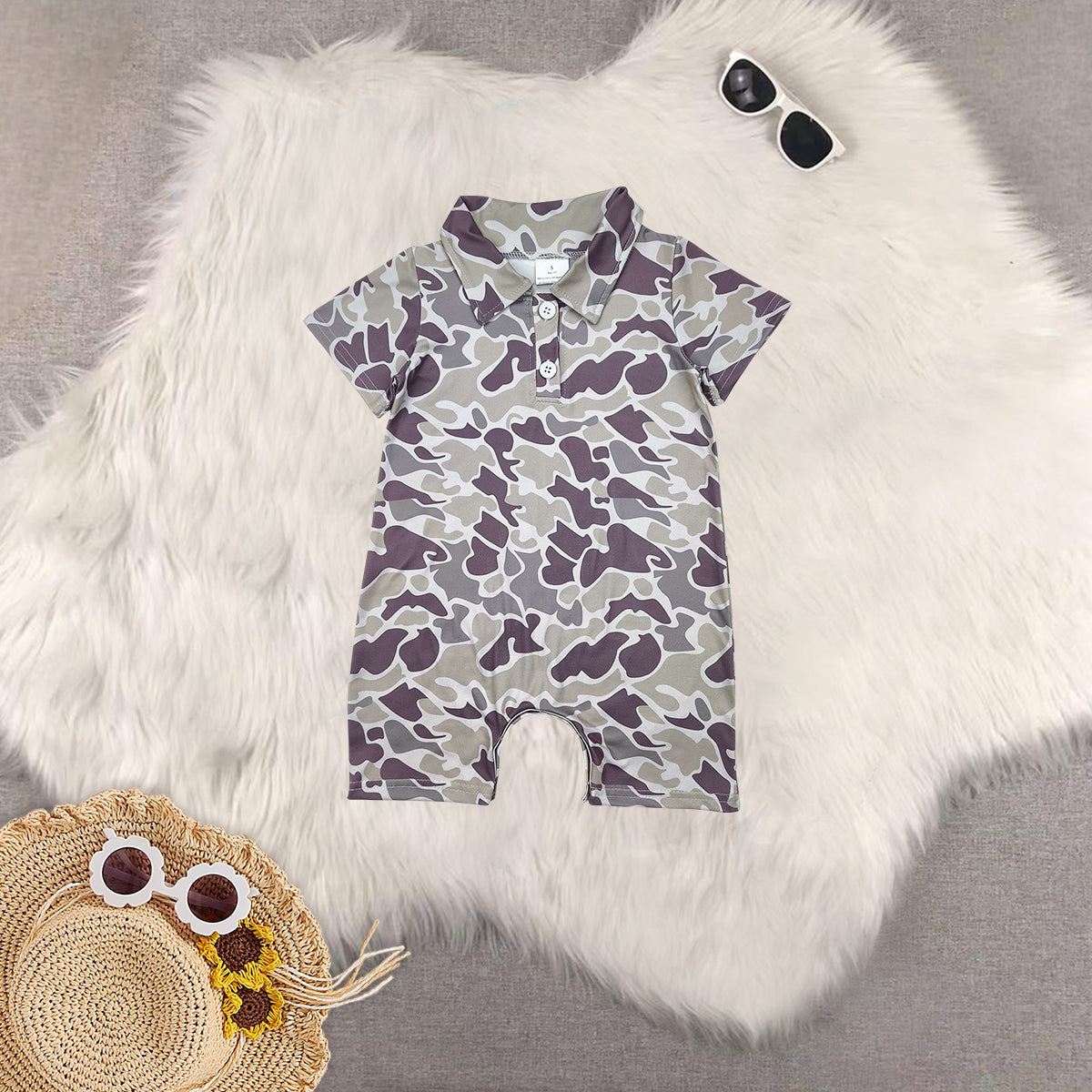 RTS NO MOQ Baby boy clothes camouflage Shorts Sleeve Romper Mixed Sizes