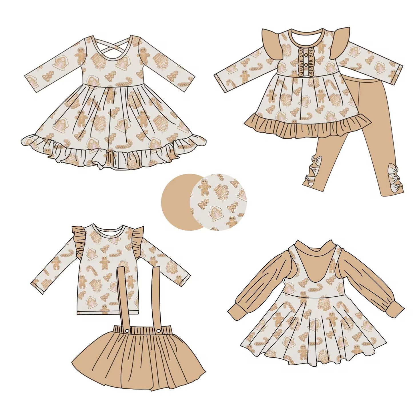 Custom moq 5 each style eta 6-7weeks baby girl clothes long sleeve pants set and dress 3 -25.8.29