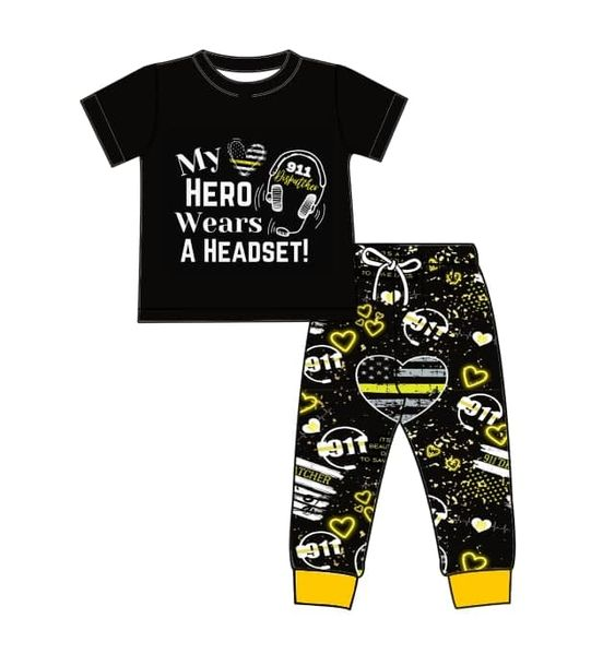 Deadline October 3 custom no moq eta 6-8weeks White headphones-word-heart pattern black short-sleeved trousers suit