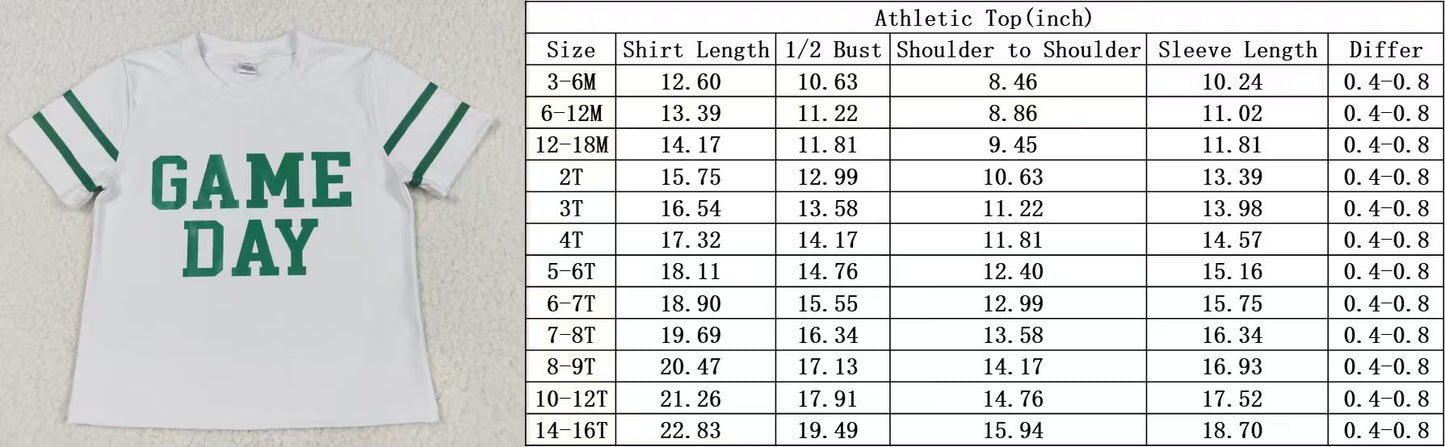 RTS NO MOQ(In Stock) GT1102 Game Day white yoga short-sleeved top with offset red lettering and stripes