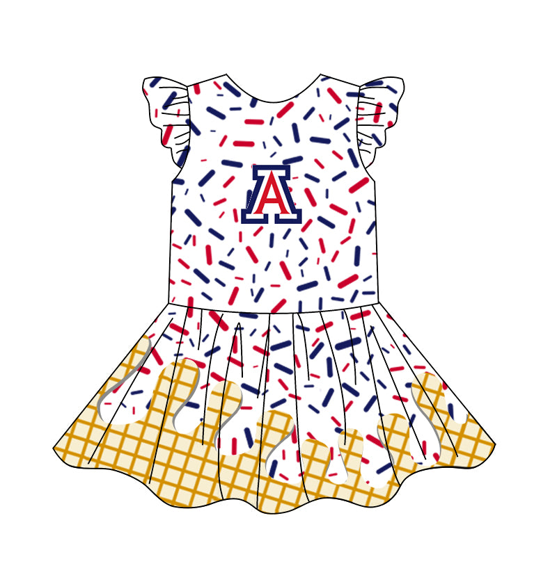 custom moq 3 eta 6-7weeks baby girls clothes team flying Sleeves Dress