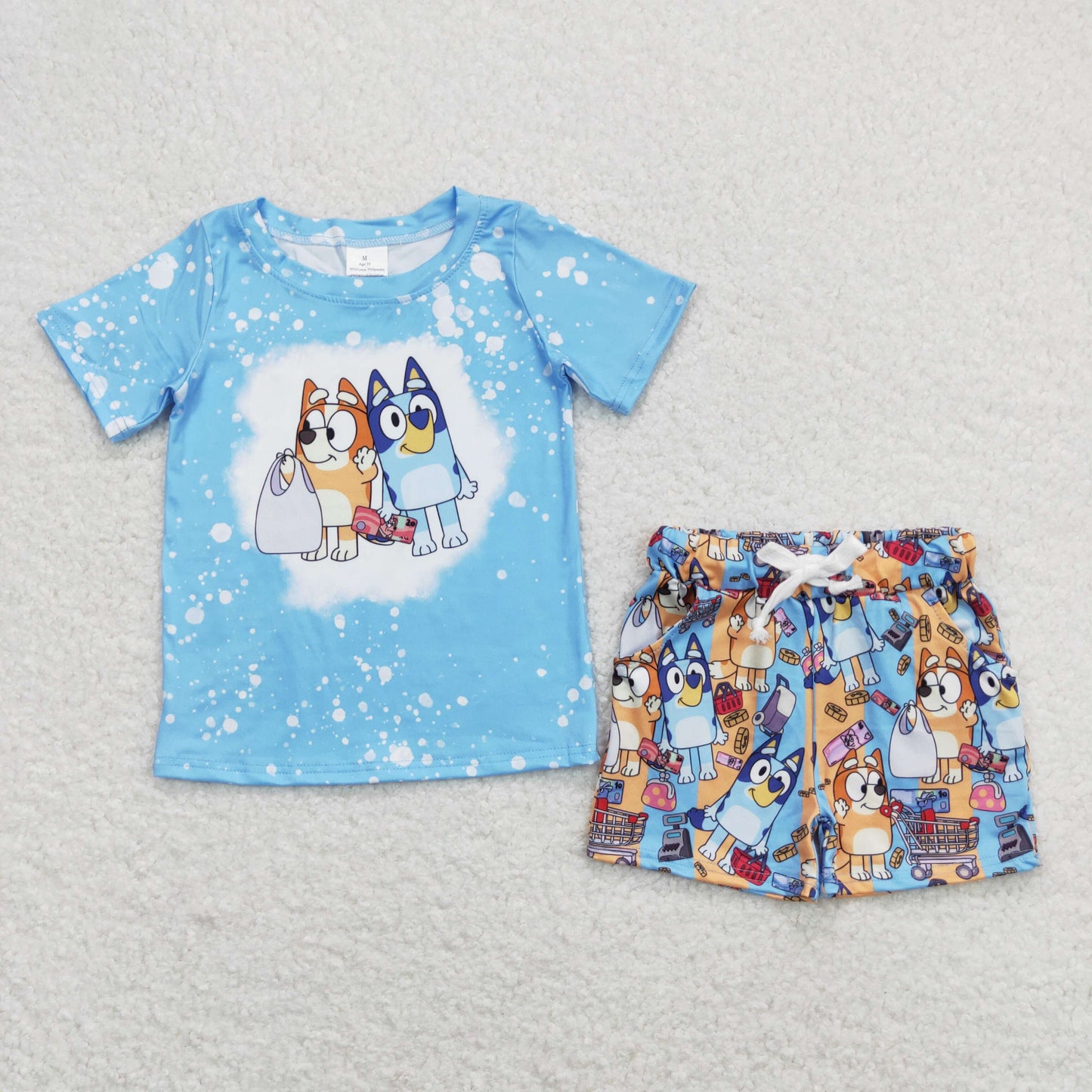 BSSO0599 bluey blue short-sleeved shorts suit(3/6m-7/8t)