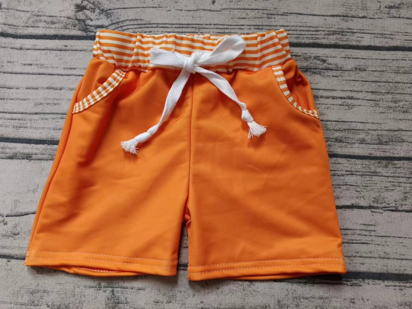 custom moq 5 eta 5weeks mix size baby boys clothes orange swim trunks shorts