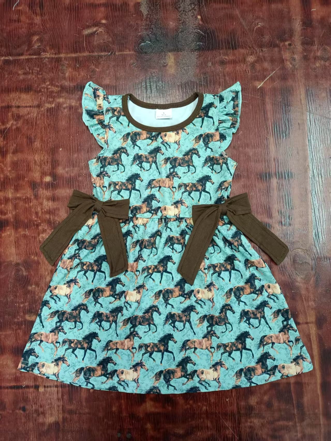 Custom moq 3 eta 6-7weeks baby girl clothes horse flying sleeve dress