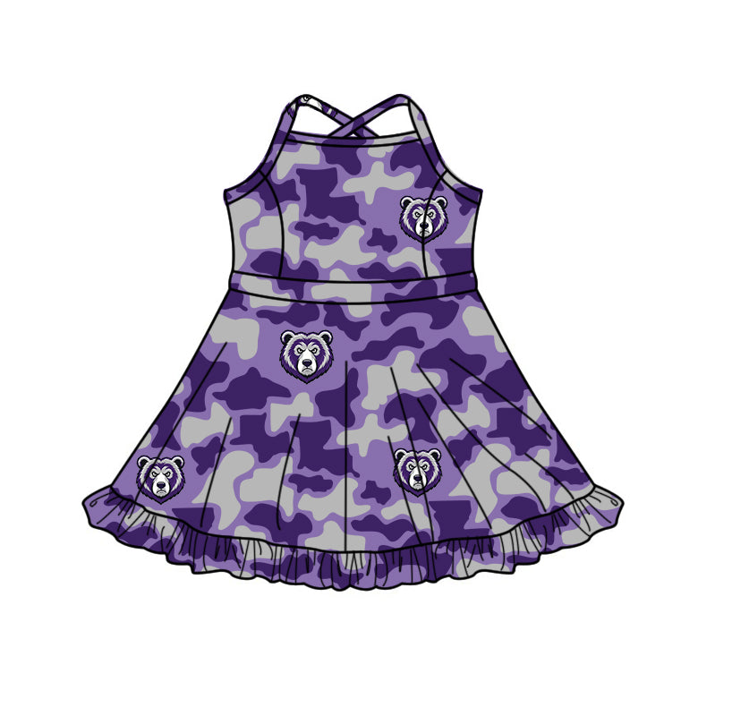 custom moq 5 mix size XY071803 Baby Girls Camo Strap Knee Length Activity Wear Yoga Skort Dress