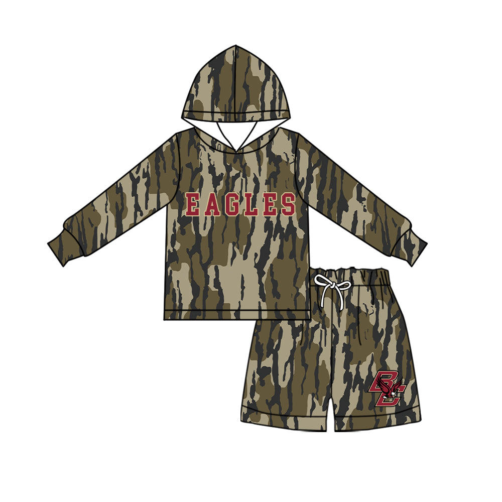 custom moq 5 mix size XY072503 Baby Kids Camo Long Sleeve Hooded Top Camo Shorts Daily Outfit