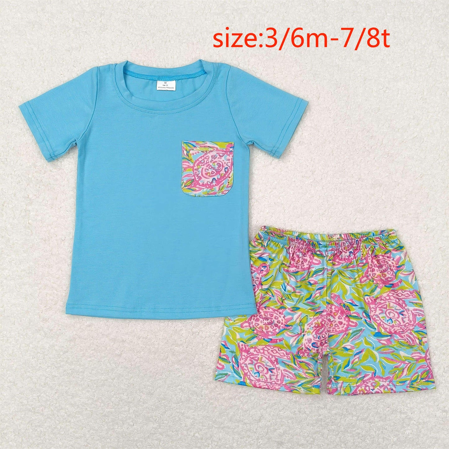 RTS NO MOQ baby boy clothes floral pattern short sleeve Clothes Sets