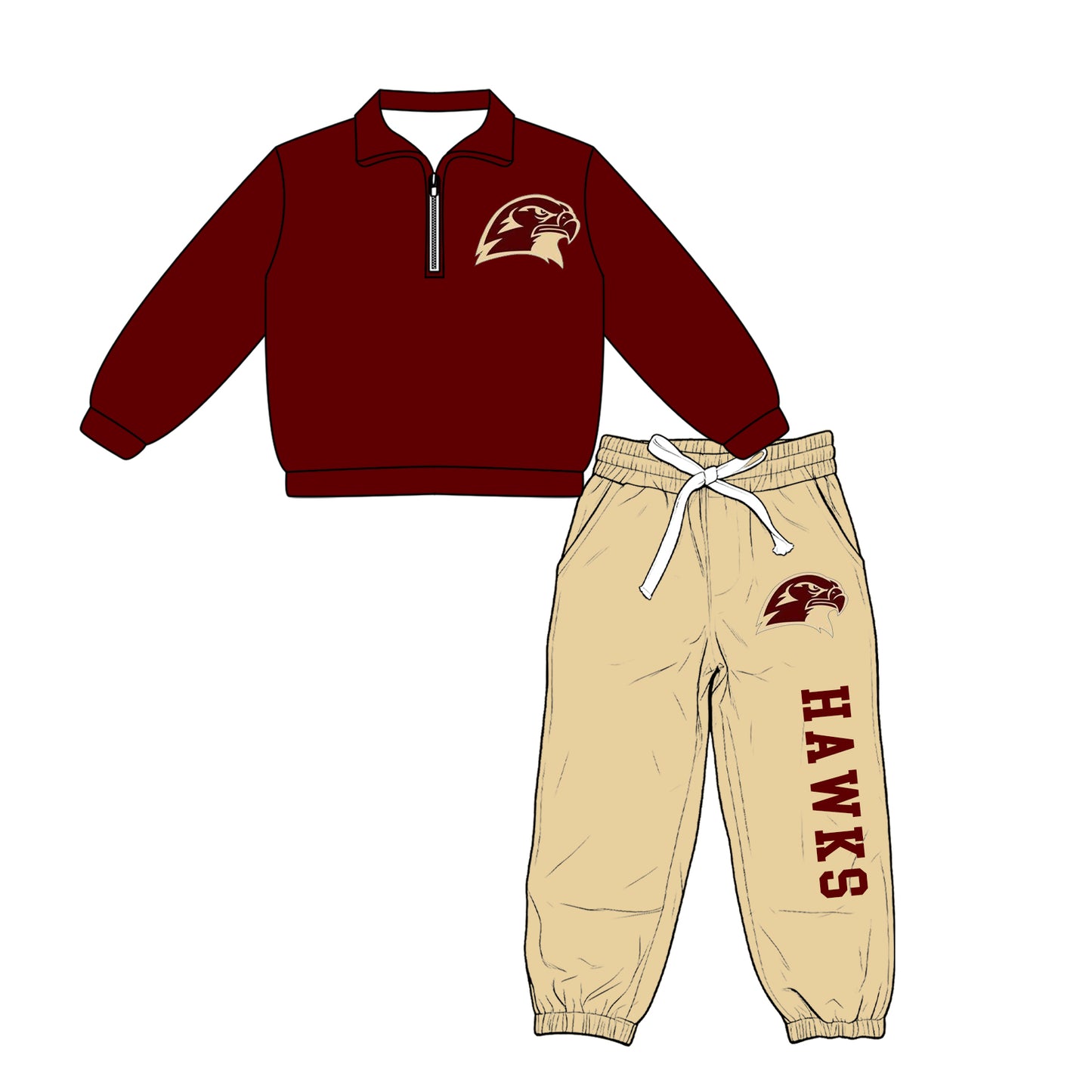 custom moq 5 mix size XY062903 Baby Kids Zipper Long Sleeve Pullover Pants Casual Outfit Set