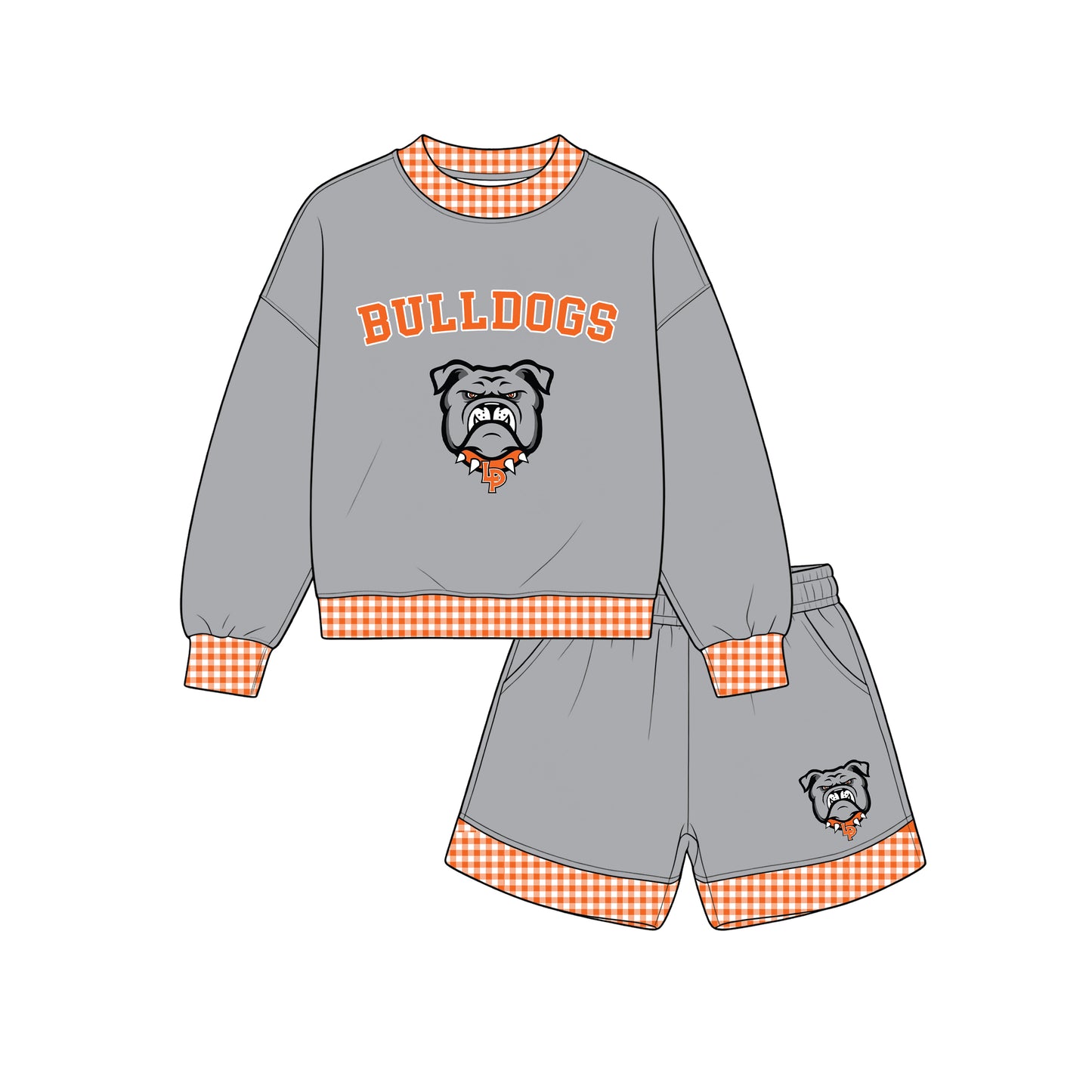custom moq 5 mix size XY072003 Baby Kids Casual Long Sleeve Top Shorts Team Clothes Set
