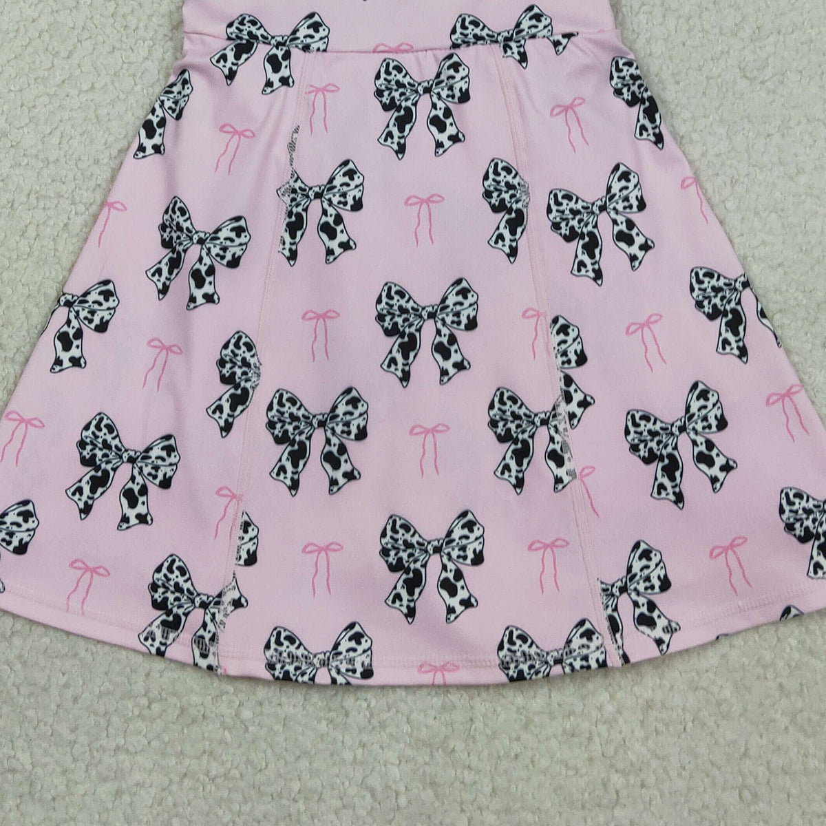 RTS NO MOQ GSD1853 Baby Girls Western Cow Print Bow Sleeveless Skort Knee Length Dresses Cute Farm Animal Theme Summer Outfit for Kids