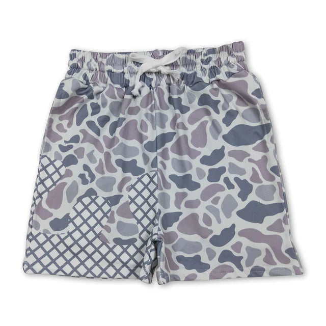 RTS NO MOQ(In Stock)Baby Baby Boys Southern Grey Camo Drip Team Shorts Bottom