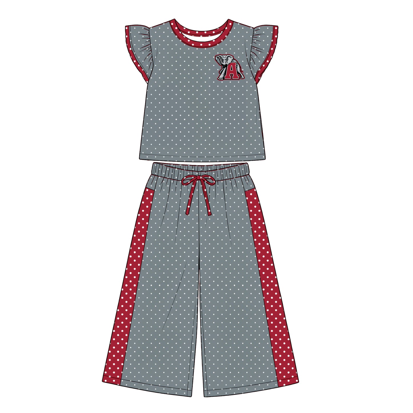 custom moq 5 mix size XY071603 Baby Girls Flutter Sleeve Top Bell Bottom Flare Pants Team Casual Set
