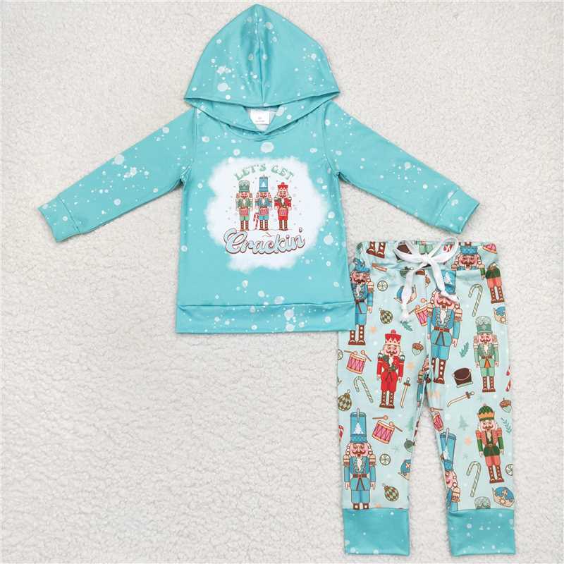 SALES NEW Baby Boys Christmas Soldier Hoodie Pants Clothing Sets