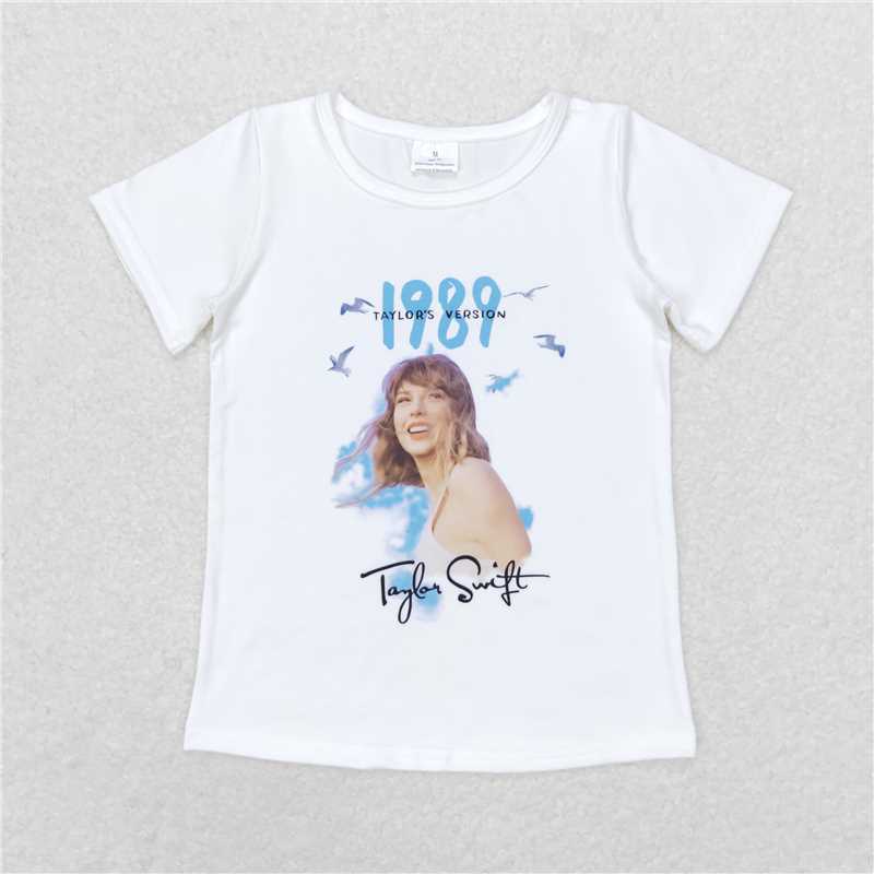 SALES NEW Baby Girls White Short Sleeve Tee Shirt 1989 Singer Tops for Kids
