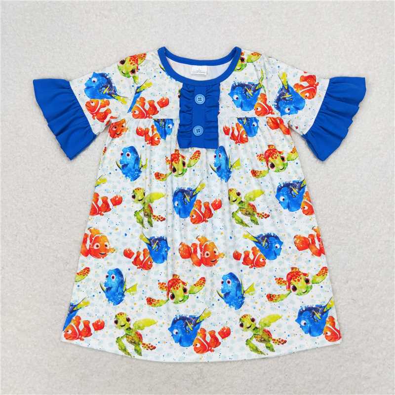 Cute Clothes GSD1312 Baby girl's summer blue short-sleeved dress
