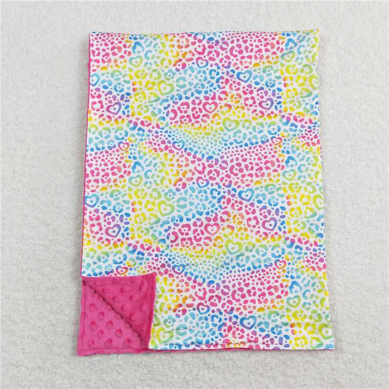 ready to ship stock BL0121 Colorful leopard print rose red baby blanket