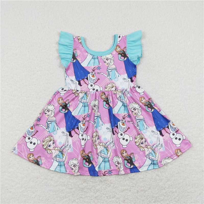 Cute Clothes GSD0764 Summer Blue Baby Girl's Dress with Flutter Sleeves Cute Clothing