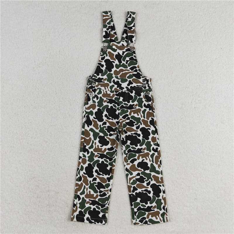 RTS NO MOQ denim Kids Fall Hunting Camo Denim Strap jumpsuits Overall