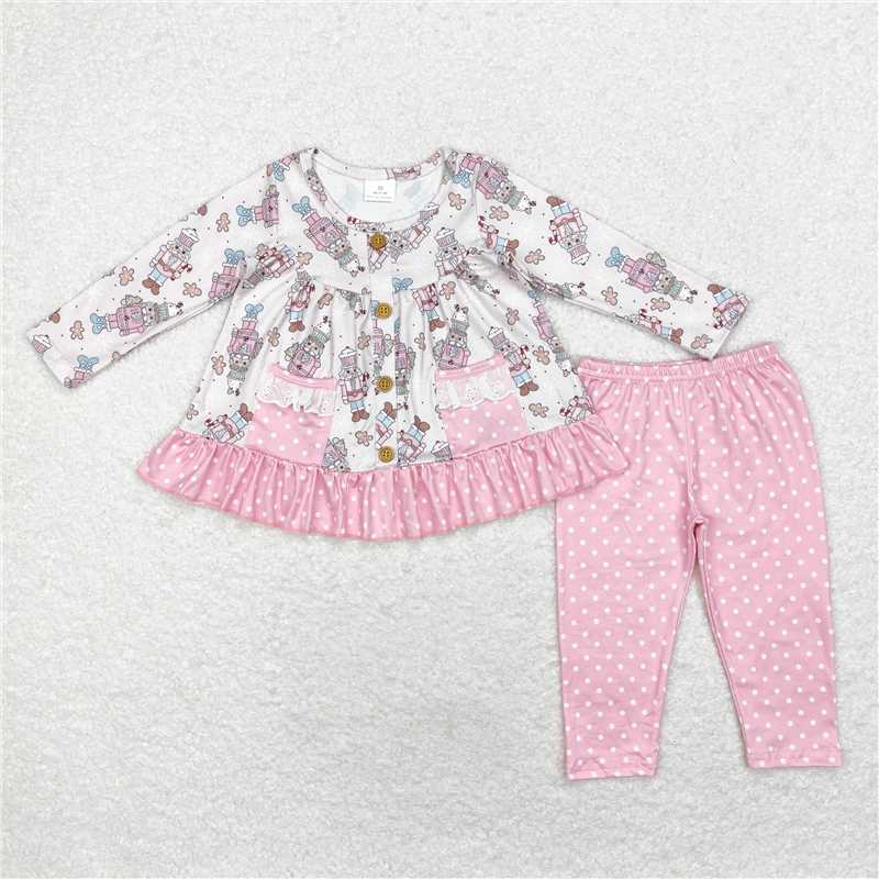RTS NO MOQ GLP1455 GLP1471 GLP1306 GLP1283 Pink Christmas Guard-Ballet Girls Long Sleeve Outfit