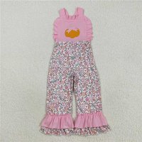 RTS NO MOQ Sibling Baby Girls Embroidery Stripe Trees Tunic Ruffle Pants Christmas Clothes Sets Jumpsuits