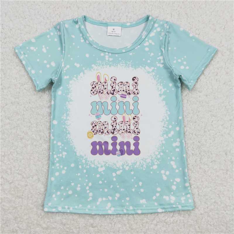 SALES NEW Baby Girls Easter Mini Blue Short Sleeve Tee Shirt Top for Spring Season Comfortable Cotton Clothes for Infants