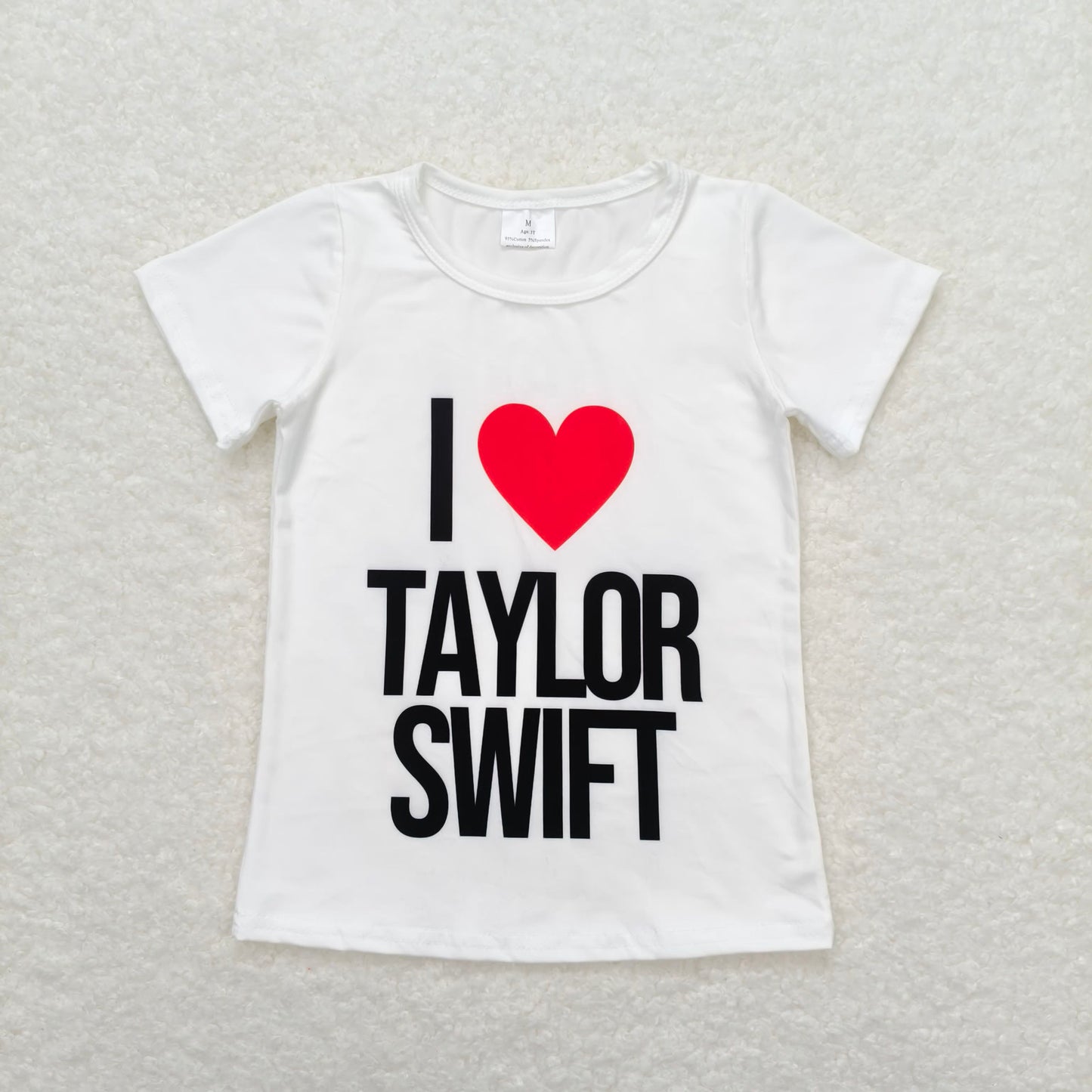 SALES NEW Baby Girls White Short Sleeve Tee Shirt 'I Love Singer Concert' Cute Casual Cotton Top for Infants