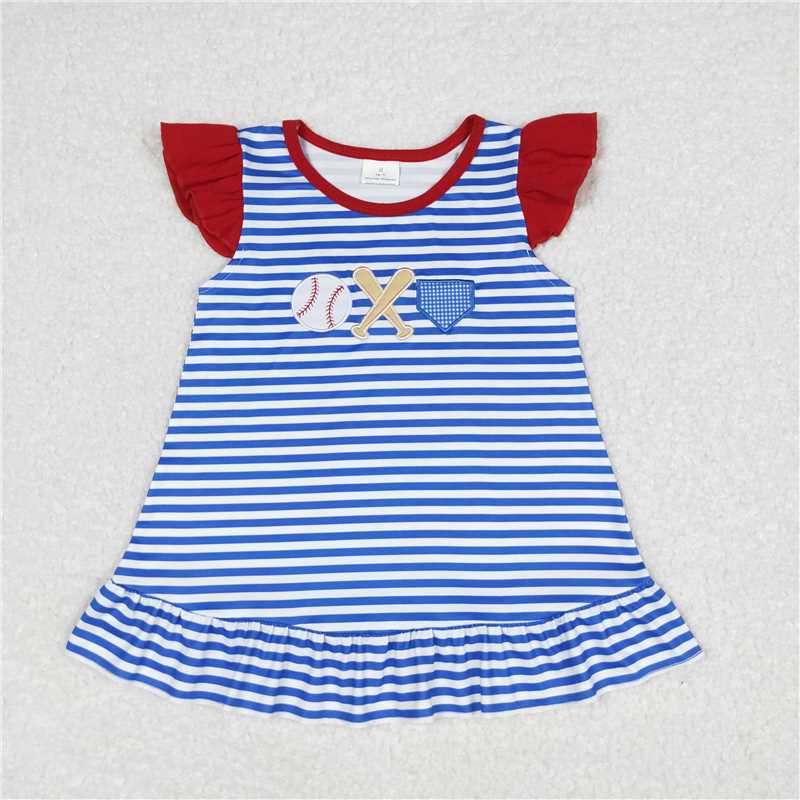 RTS NO MOQ baby girl clothes baseball short-sleeved tops