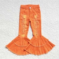 RTS NO MOQ Sibling Baby Girls July 4th Bell Bottom Denim Pants Jeans