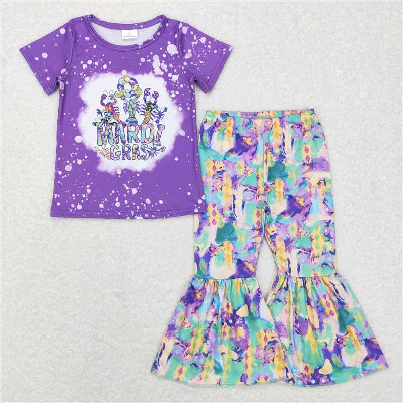 RTS NO MOQ GSPO0221 LR0226 GSPO1016 Crayfish Letter Pattern Short Sleeve Long Pants Set & Crawfish Clothes