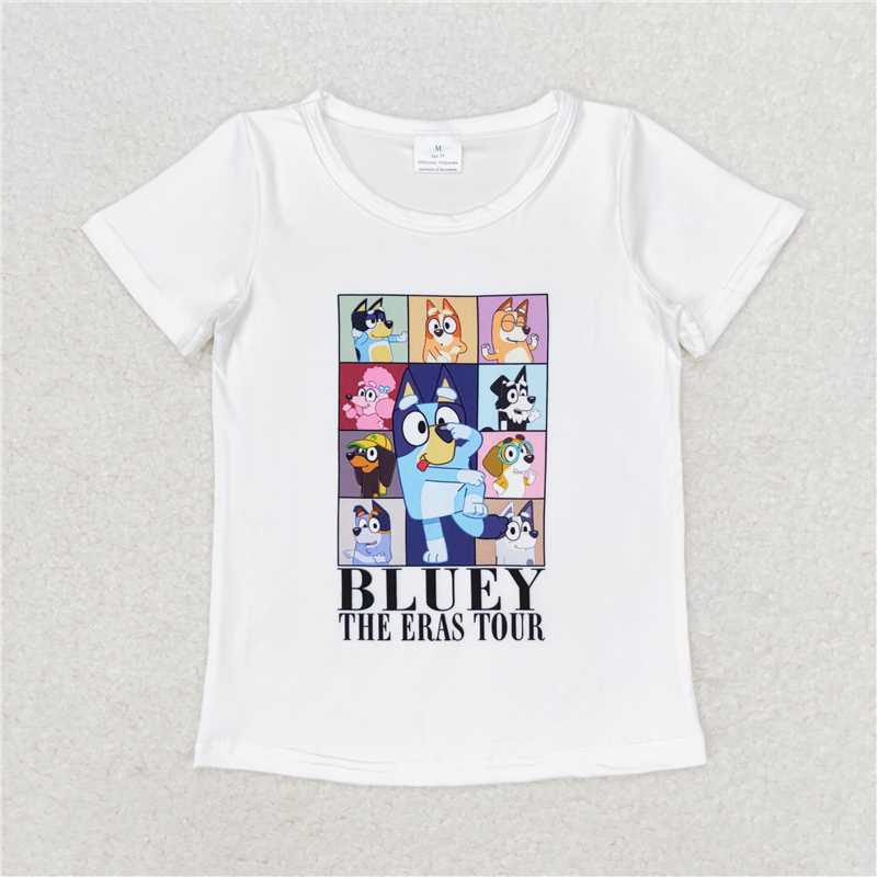 SALES NEW Baby Boys Blue Dog Short Sleeve Tee Shirts Tops for Kids Baby Clothing Toddler Boys Blue Dog Print Cotton Tee