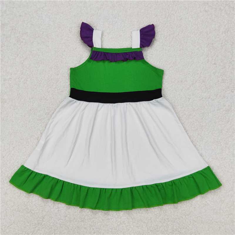 Cute Clothes GSD1874 Baby girl's green flutter sleeve dress for summer