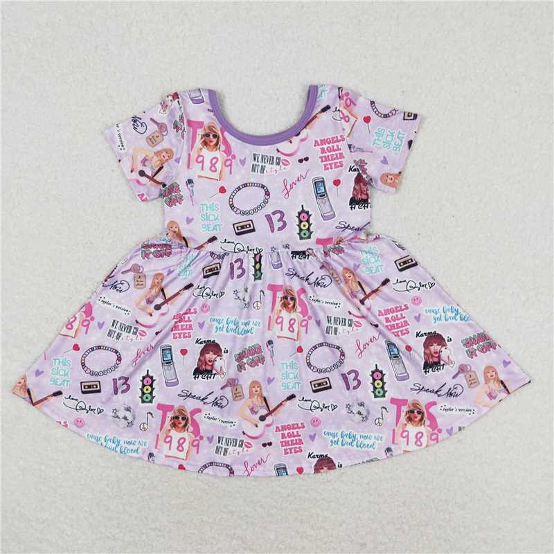 Cute Clothes GSD1167 Baby girl's purple short-sleeved dress for summer