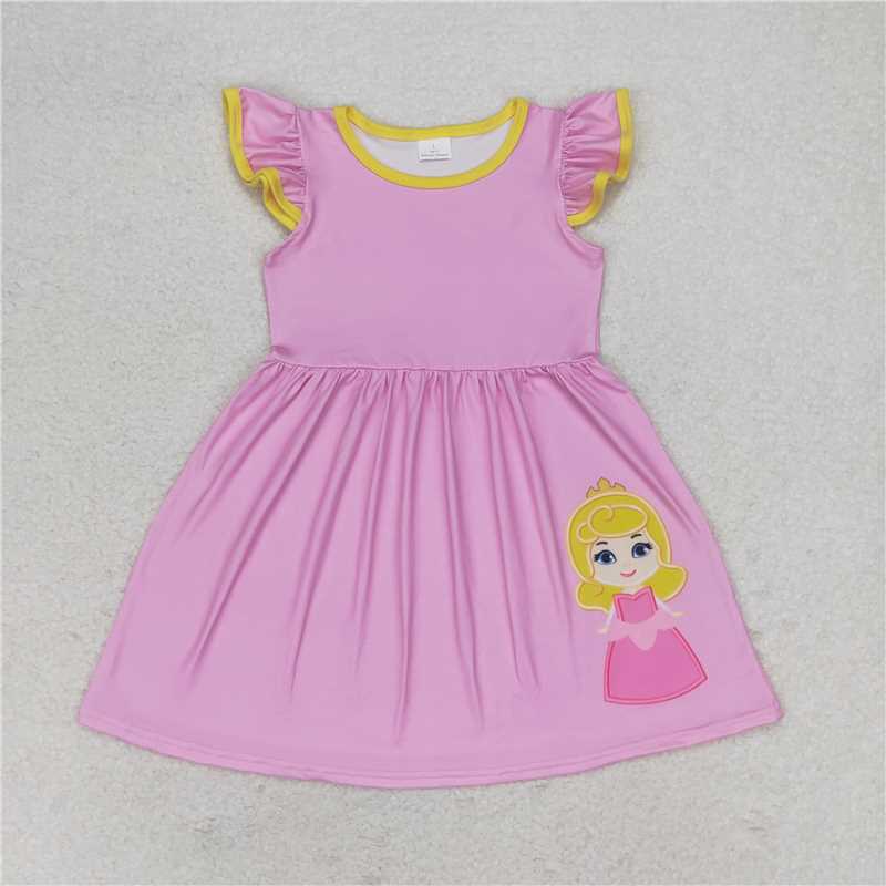 Cute Clothes GSD1146 Baby girl's pink flutter sleeve dress for summer