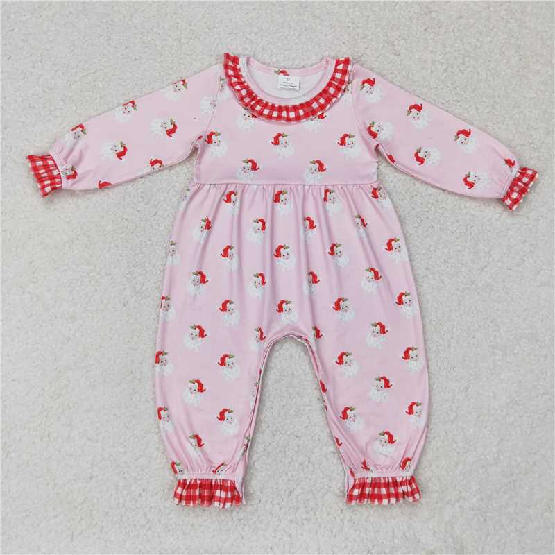 RTS NO MOQ LR1263 GLD0612 LR1068 Santa Claus Red Plaid Long Sleeve Dress & Romper