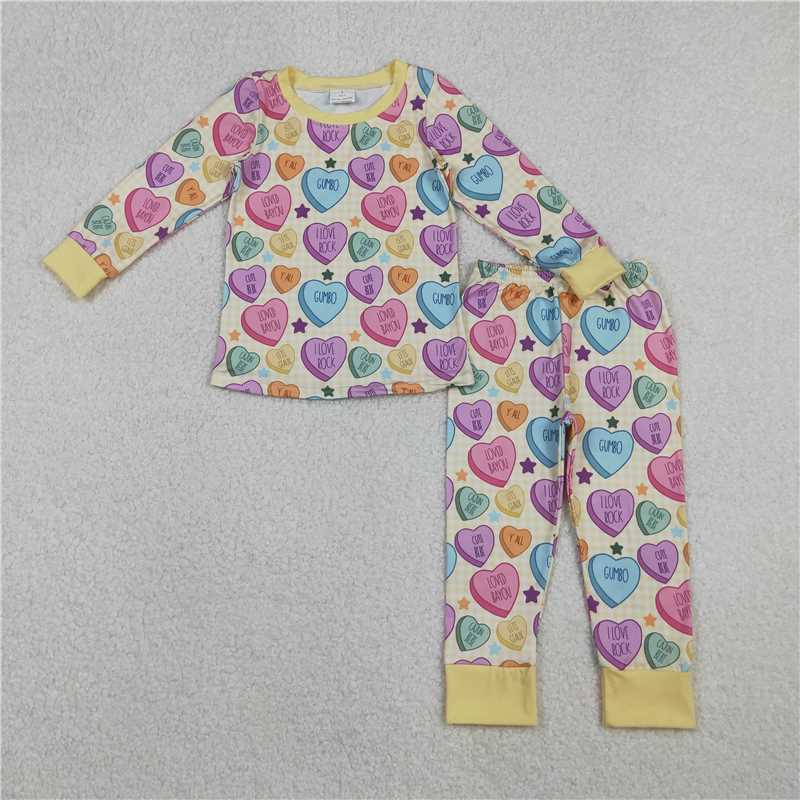 RTS NO MOQ Sibling Baby girls Clothes Valentine long-sleeved pants sets