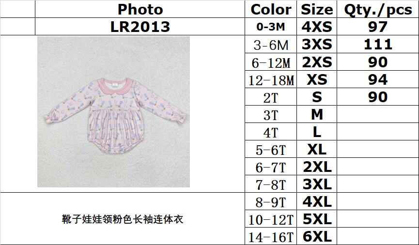 RTS NO MOQ ETA 5/7days arrived LR2013 Boots doll collar pink long-sleeved jumpsuit