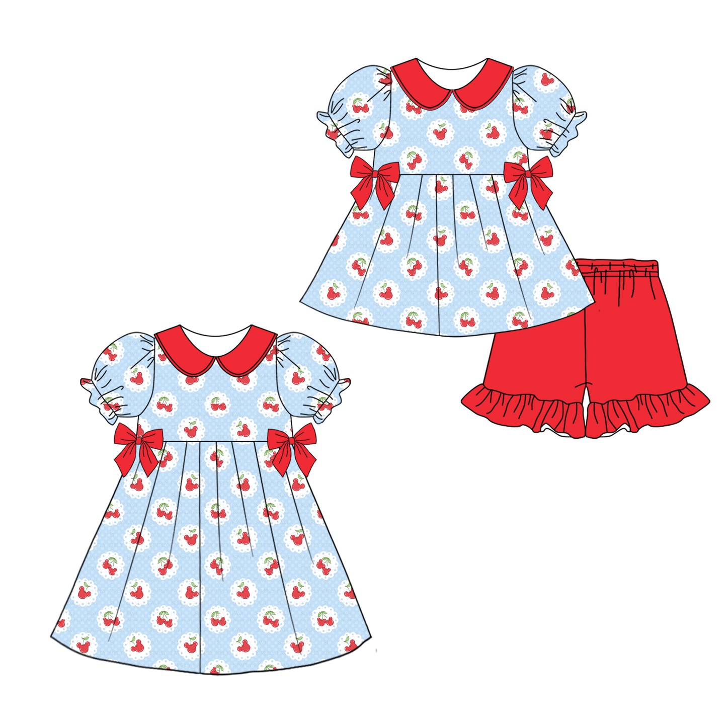 12.26 custom each style moq 5eta 4-6week Sibling Sister baby girl short sleeve shorts sets and dresses match design