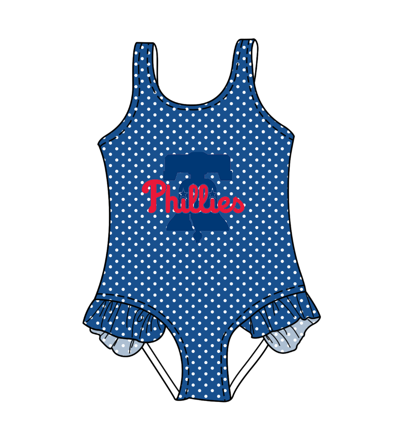 Custom moq 5 mix size milk silk summer teams Blue Baby Girl Sleeveless Polka Dot Lace Onesie Swimsuit Cute Summer Beachwear for Little Girls