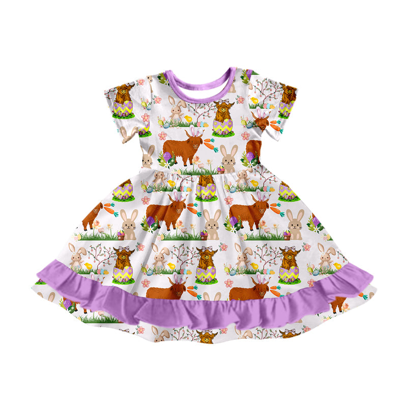 10.24 custom each style moq 5eta 4-6week Sibling Sister cow purple baby girl short sleeve shorts sets and dress match family design