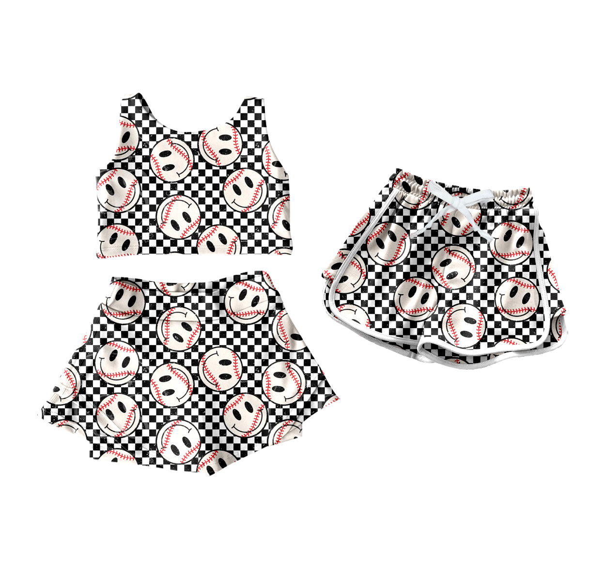 4.18 custom each style moq 5eta 4-6week Sibling Sister smiley baseball baby girls clothes Short sleeve yoga dress and shorts match family design