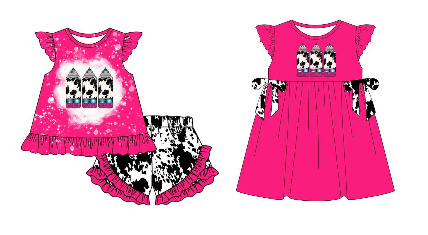 3.16 Custom moq 5 mix size Sibling Baby Girl's Flutter Sleeve Top And Ruffle Shorts Set Cute Dress for Summer