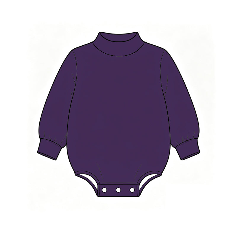 Custom moq 5 boys Blank Cotton Jumpsuit Dark Purple Long-sleeve high-neck Jumpsuit