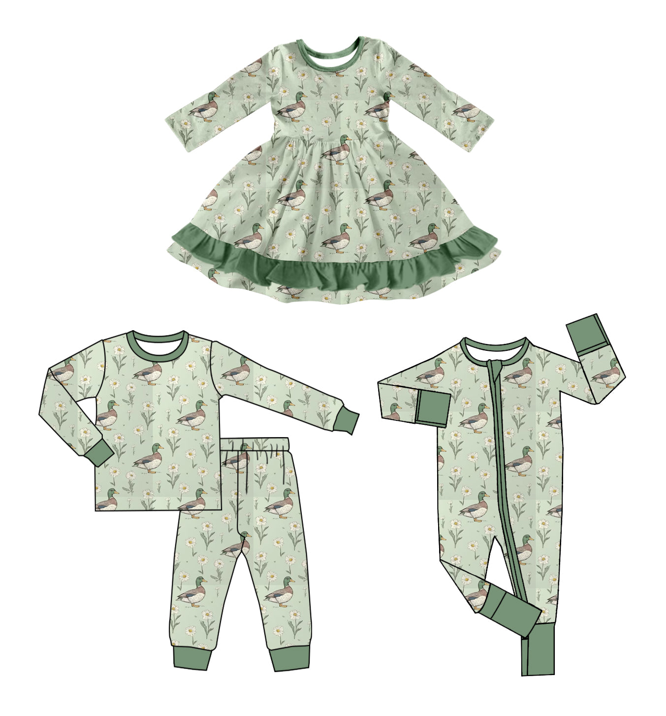 25.6.2 custom each style moq 5eta 4-6week Sibling Sisters duck baby girl long sleeve pants sets and dress and rompers match family design