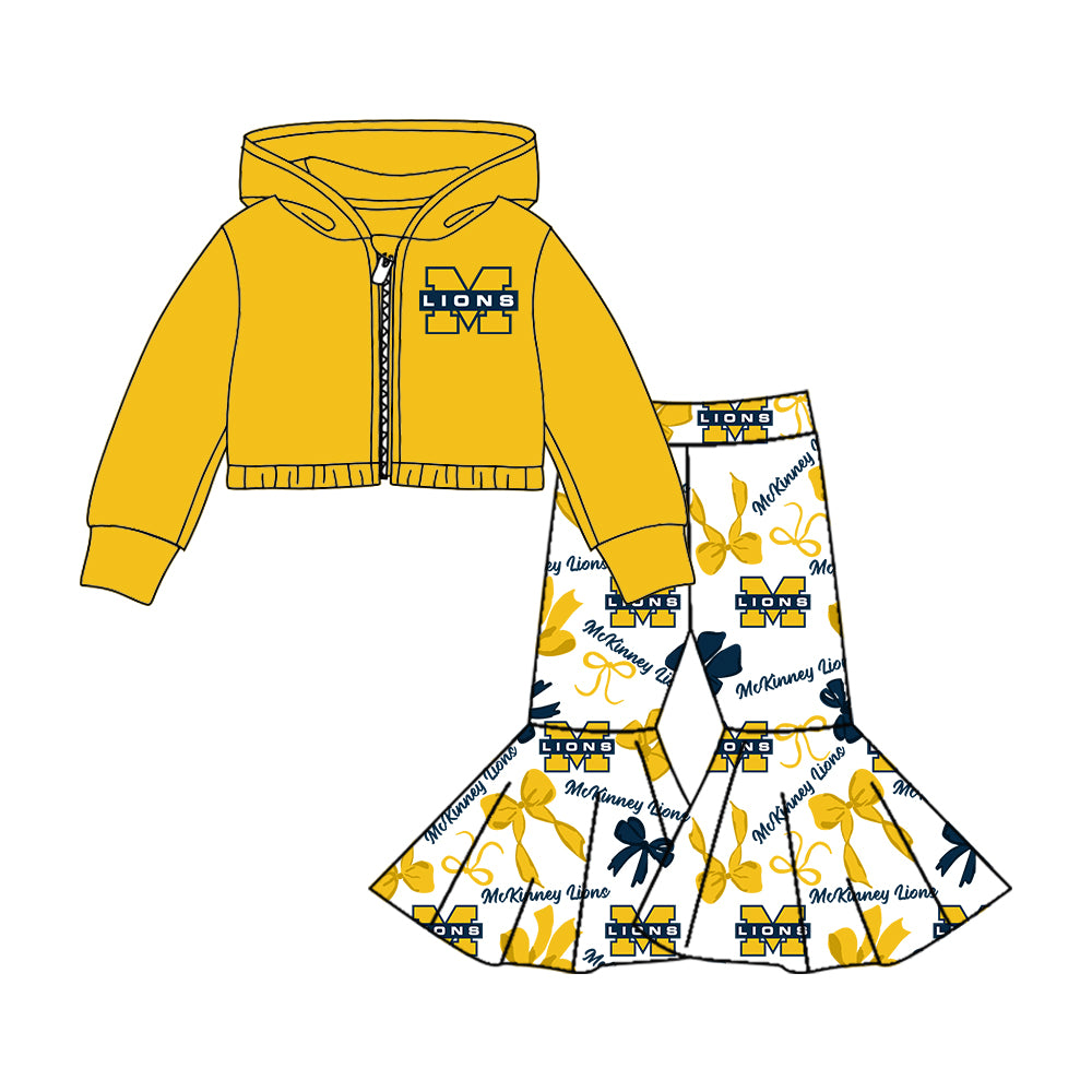 Custom moq 5 mix size milk silk summer teams baby girls clothes bow yellow short sleeve pants sets and hooded long sleeve pants sets-25.7.22