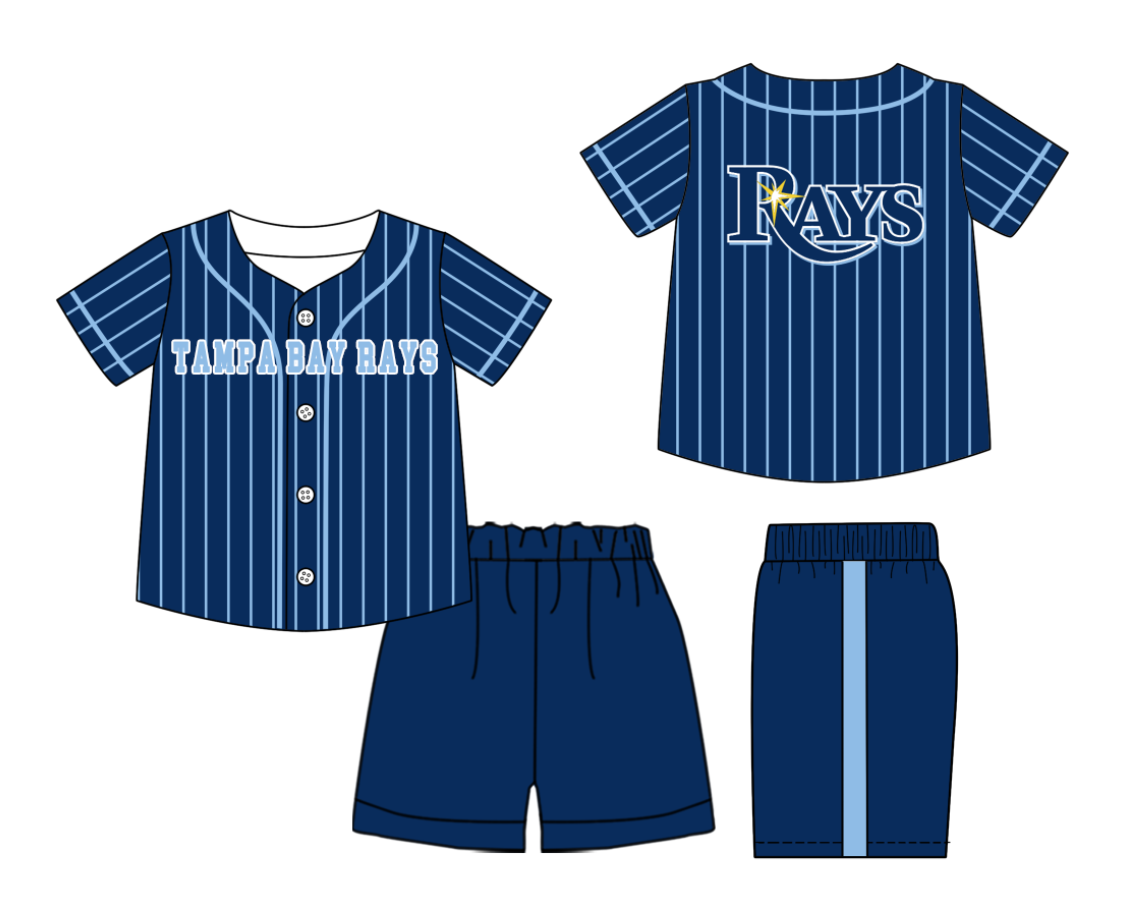 Custom moq 3 or 5 mix size milk silk summer teams baby boy clothes blue short sleeve shorts sets-26.1.20