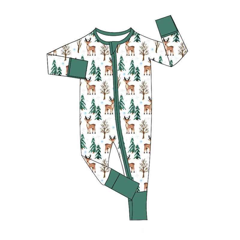 7.24 custom each style moq 5eta 4-6week Sibling Sister Christmas trees green baby girls sets and rompers match family design