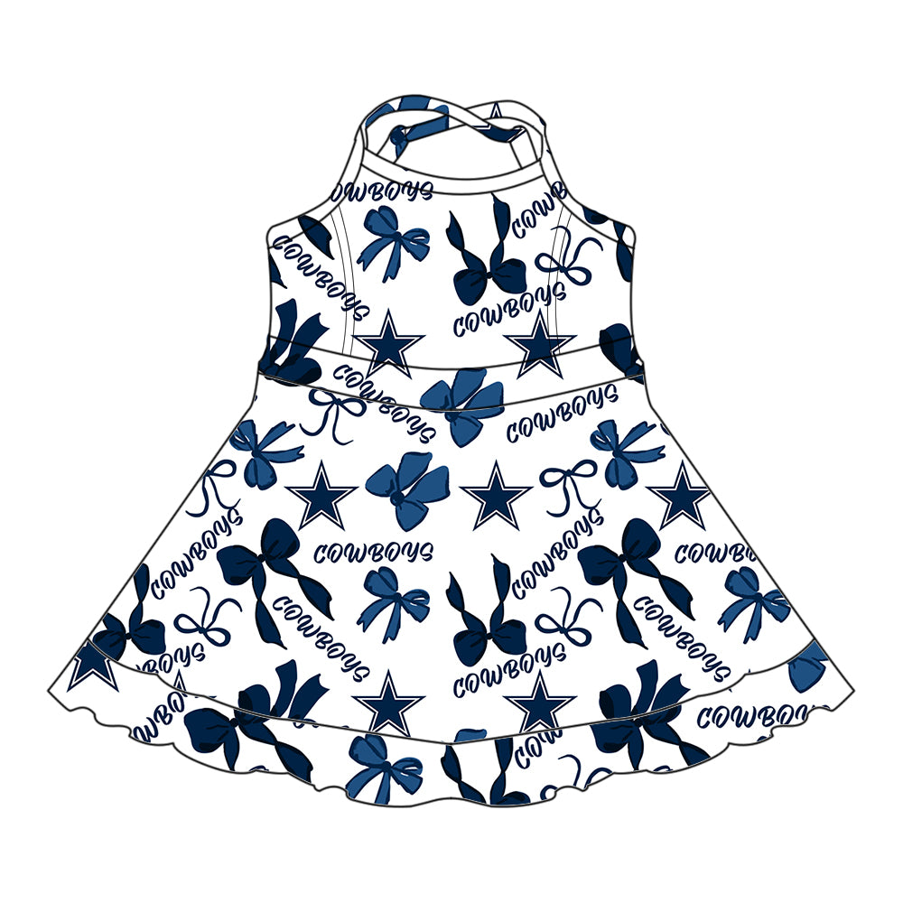 Custom moq 5 mix sizes summer teams baby girls clothes team blue short sleeve skirts shorts sets 1 and skirts sets 2 and and skirts sets 2 and dress 1 and dress 2 and dress 3 and dress 4-25.6.5