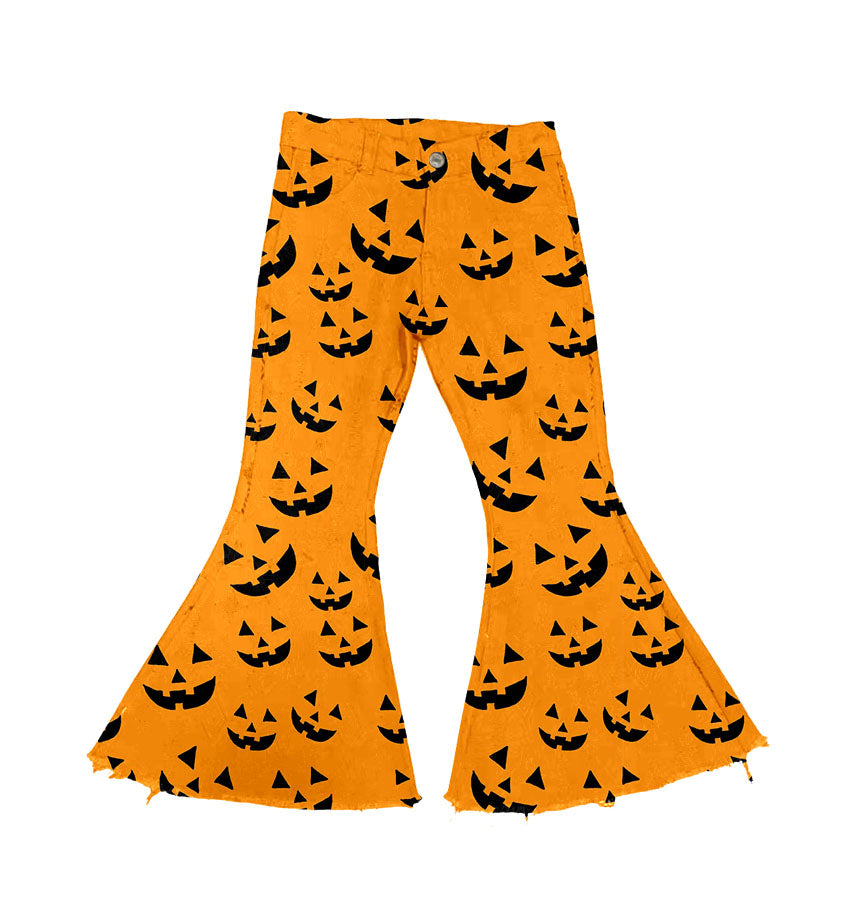 7.2 custom each style moq 5eta 4-6week baby girl clothes pumpkin orange bell bottom pant jeans pant