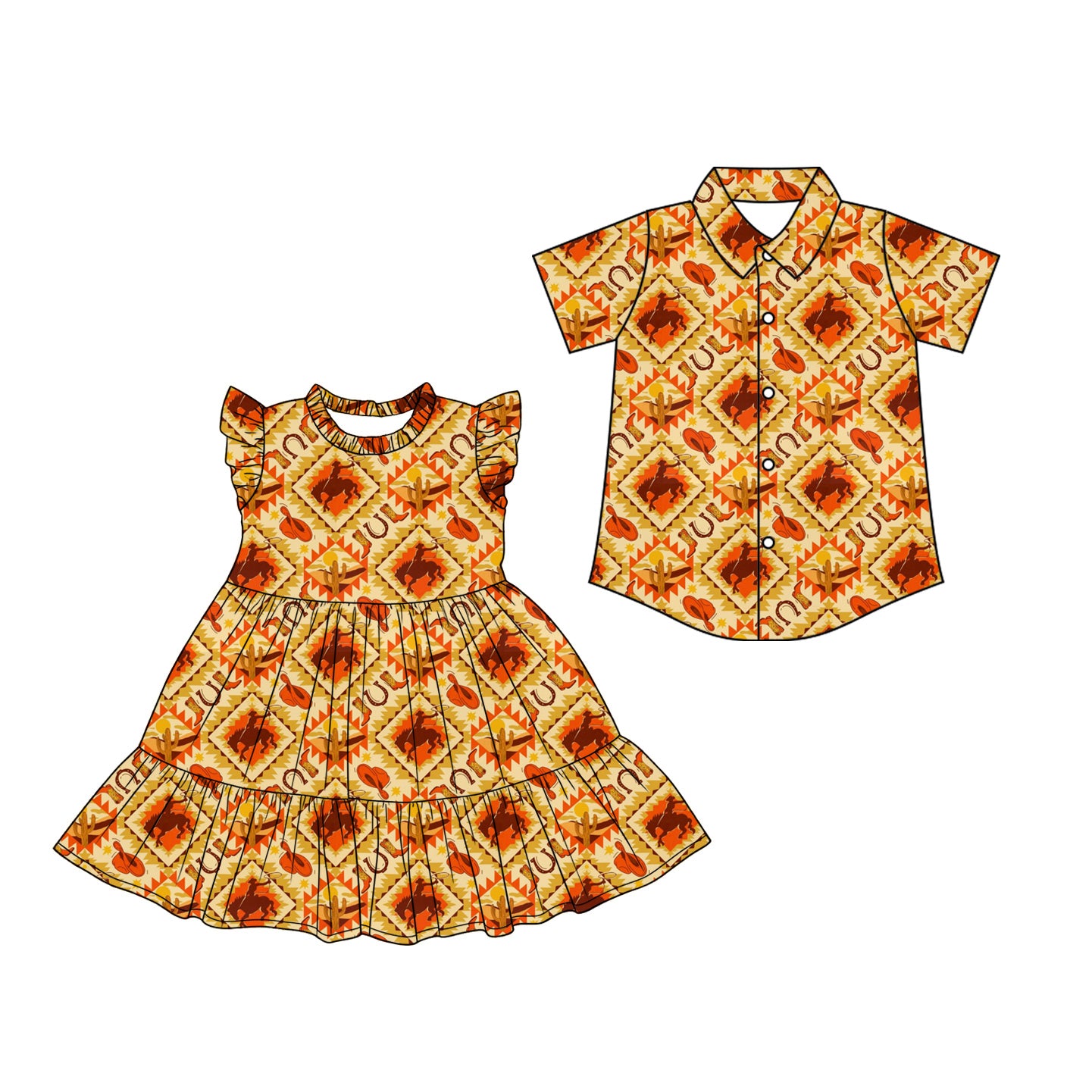 26.1.19 custom each style moq 5 eta 6-8week Sibling Sister boot baby button short sleeve top and dress match design